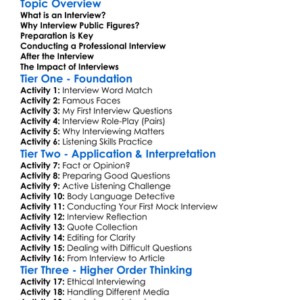 Interviewing Public Figures Worksheet Activity Booklet