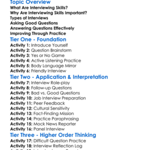 Interviewing Skills Worksheet Activity Booklet
