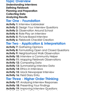 Interviews And Fieldwork Worksheet Activity Booklet