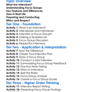 Interviews And Focus Groups Worksheet Activity Booklet