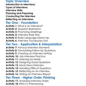 Interviews Worksheet Activity Booklet