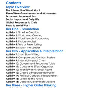 Interwar Period And The Great Depression Worksheet Activity Booklet