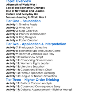 Interwar Period Developments Worksheet Activity Booklet