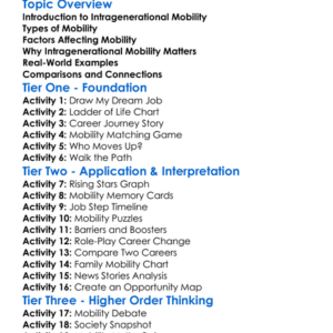 Intragenerational Mobility Worksheet Activity Booklet