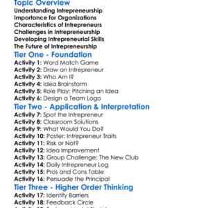 Intrepreneurship Worksheet Activity Booklet