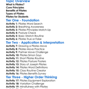 Intro To Pilates Worksheet Activity Booklet