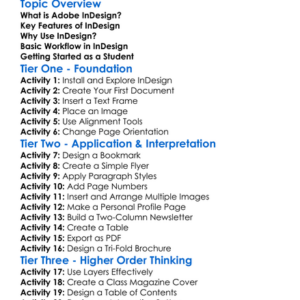 Introduction To Adobe Indesign Worksheet Activity Booklet