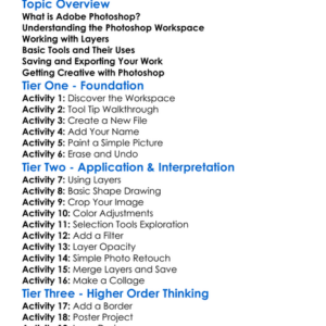 Introduction To Adobe Photoshop Worksheet Activity Booklet