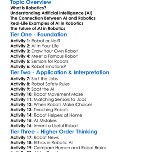 Introduction To Ai In Robotics Worksheet Activity Booklet