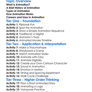 Introduction To Animation Worksheet Activity Booklet