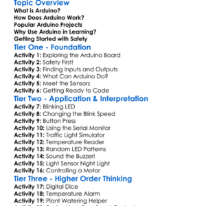 Introduction To Arduino Worksheet Activity Booklet