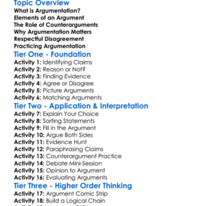 Introduction To Argumentation Worksheet Activity Booklet