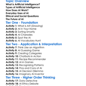 Introduction To Artificial Intelligence Worksheet Activity Booklet