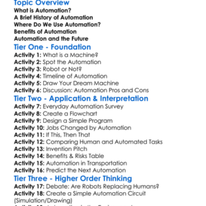 Introduction To Automation Worksheet Activity Booklet