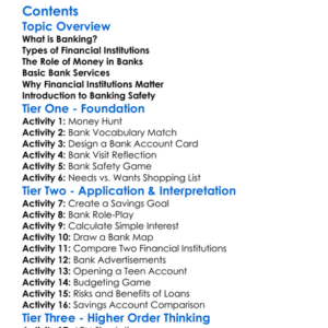 Introduction To Banking And Financial Institutions Worksheet Activity Booklet