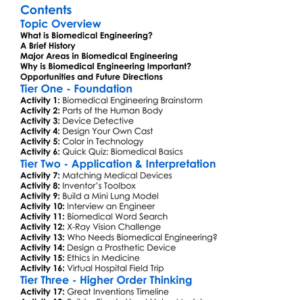 Introduction To Biomedical Engineering Worksheet Activity Booklet