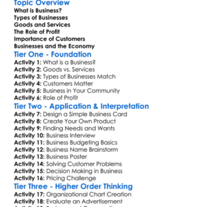 Introduction To Business Worksheet Activity Booklet
