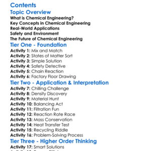 Introduction To Chemical Engineering Worksheet Activity Booklet