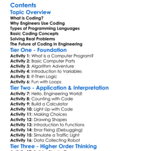 Introduction To Coding For Engineering Worksheet Activity Booklet