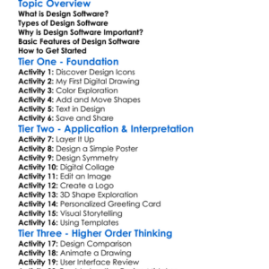 Introduction To Design Software Worksheet Activity Booklet