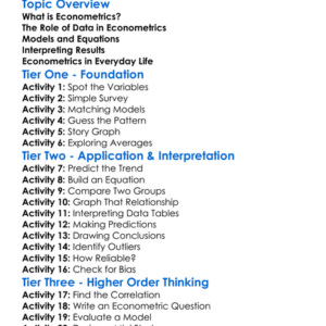 Introduction To Econometrics Worksheet Activity Booklet