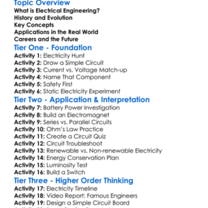 Introduction To Electrical Engineering Worksheet Activity Booklet