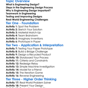 Introduction To Engineering Design Worksheet Activity Booklet