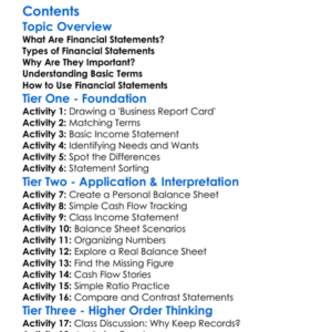 Introduction To Financial Statements And Their Purpose Worksheet Activity Booklet