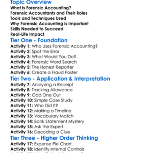 Introduction To Forensic Accounting Worksheet Activity Booklet