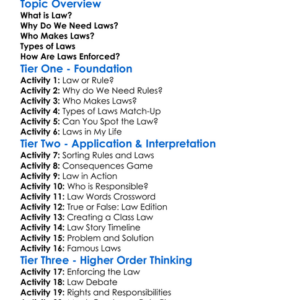 Introduction To Law Worksheet Activity Booklet