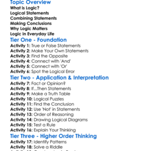 Introduction To Logic Worksheet Activity Booklet
