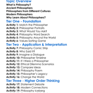 Introduction To Major Philosophers Worksheet Activity Booklet