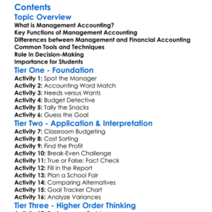 Introduction To Management Accounting Worksheet Activity Booklet