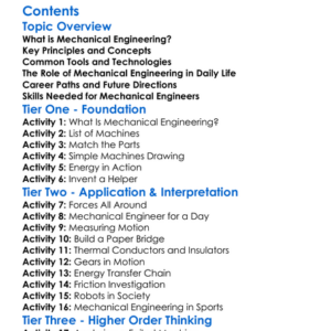 Introduction To Mechanical Engineering Worksheet Activity Booklet