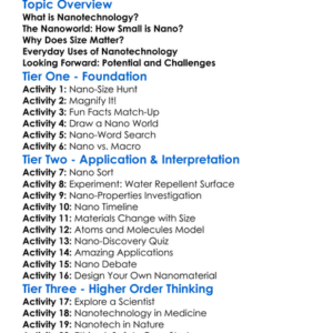 Introduction To Nanotechnology Worksheet Activity Booklet