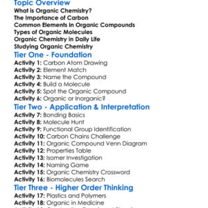 Introduction To Organic Chemistry Worksheet Activity Booklet