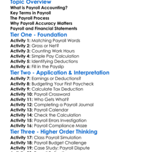 Introduction To Payroll Accounting Worksheet Activity Booklet