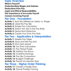 Introduction To Payroll And Wages Worksheet Activity Booklet