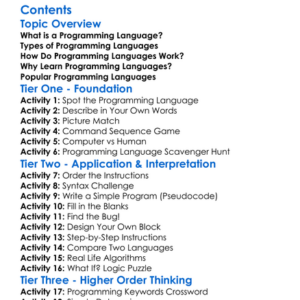 Introduction To Programming Languages Worksheet Activity Booklet