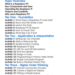 Introduction To Raspberry Pi Worksheet Activity Booklet