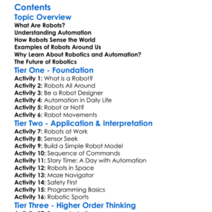 Introduction To Robotics And Automation Worksheet Activity Booklet