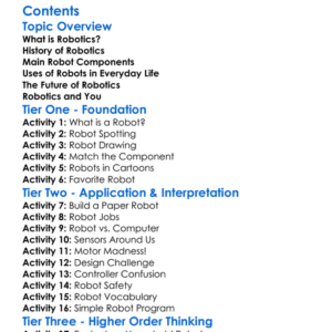 Introduction To Robotics And Robot Components Worksheet Activity Booklet
