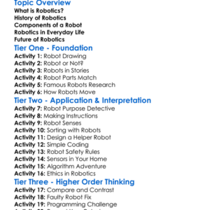 Introduction To Robotics Worksheet Activity Booklet