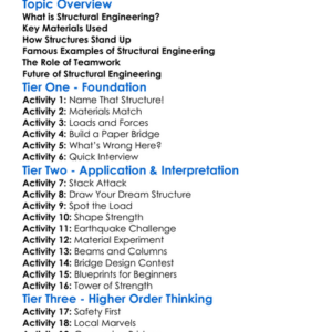 Introduction To Structural Engineering Worksheet Activity Booklet