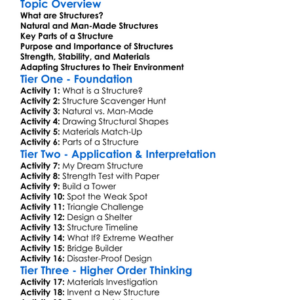 Introduction To Structures Worksheet Activity Booklet