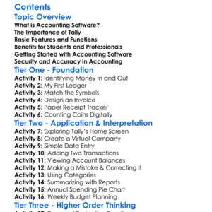 Introduction To Tally Or Other Accounting Software Worksheet Activity Booklet