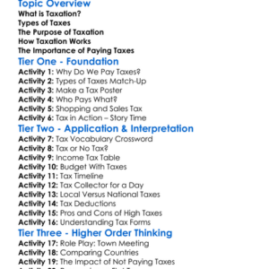 Introduction To Taxation Worksheet Activity Booklet
