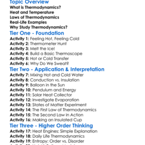 Introduction To Thermodynamics Worksheet Activity Booklet