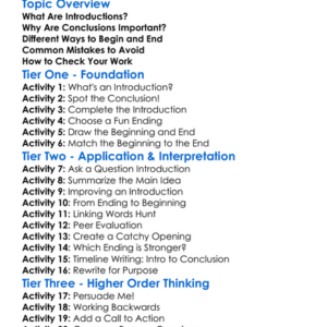 Introductions And Conclusions Worksheet Activity Booklet