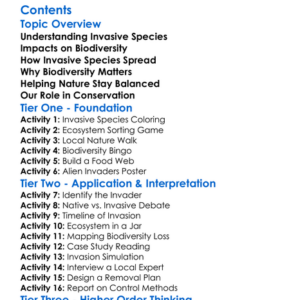 Invasive Species And Biodiversity Loss Worksheet Activity Booklet